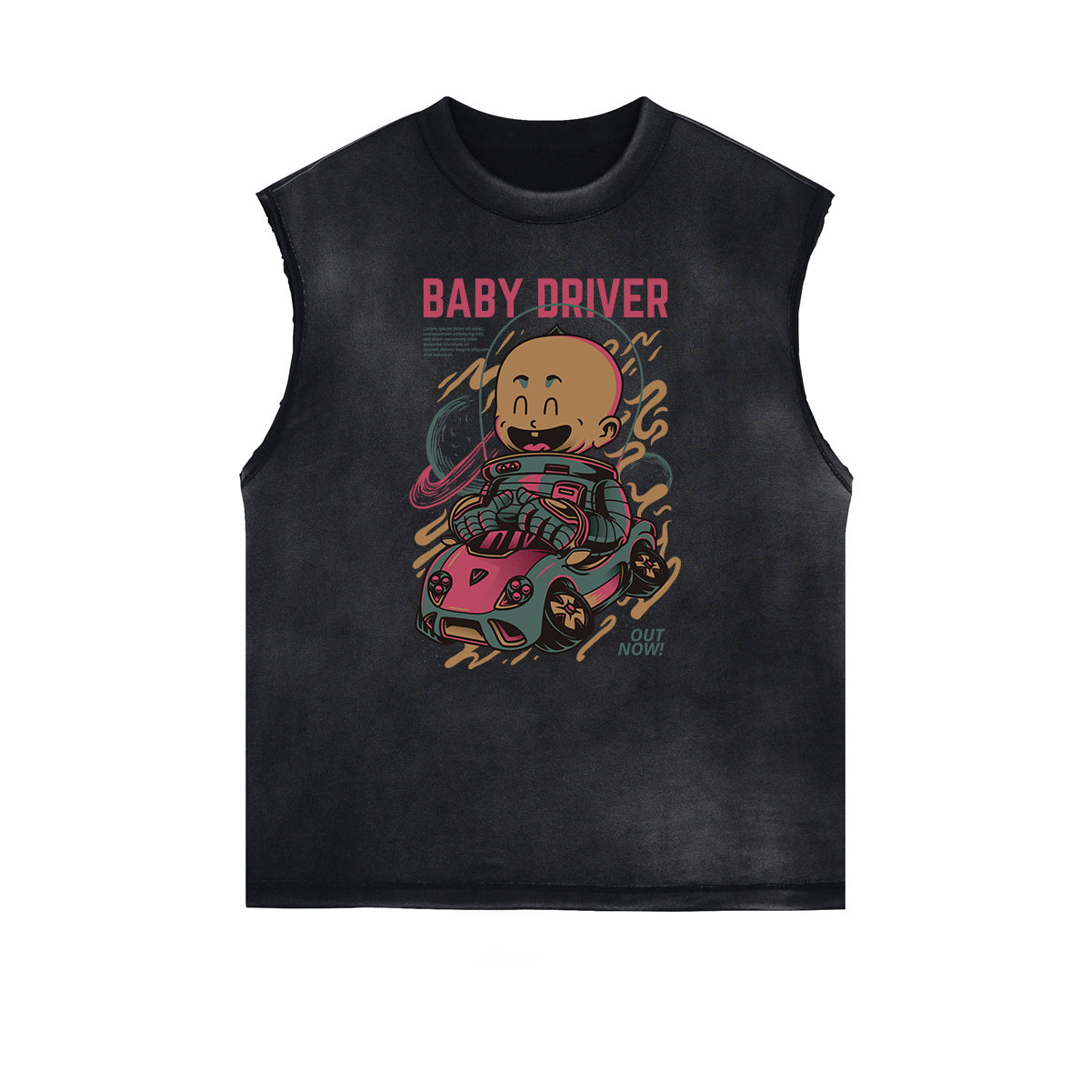 Camiseta sin mangas con estampado de dibujos animados de estilo urbano