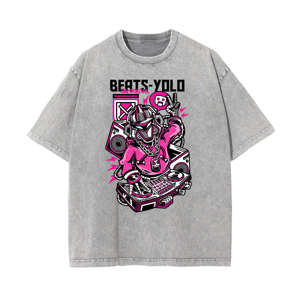 Streetwear Faded Cartoon Pattern Tee