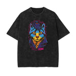 Streetwear Stone Wash Cartoon Pattern Tee