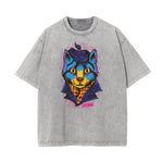 Streetwear Faded Cartoon Pattern Tee