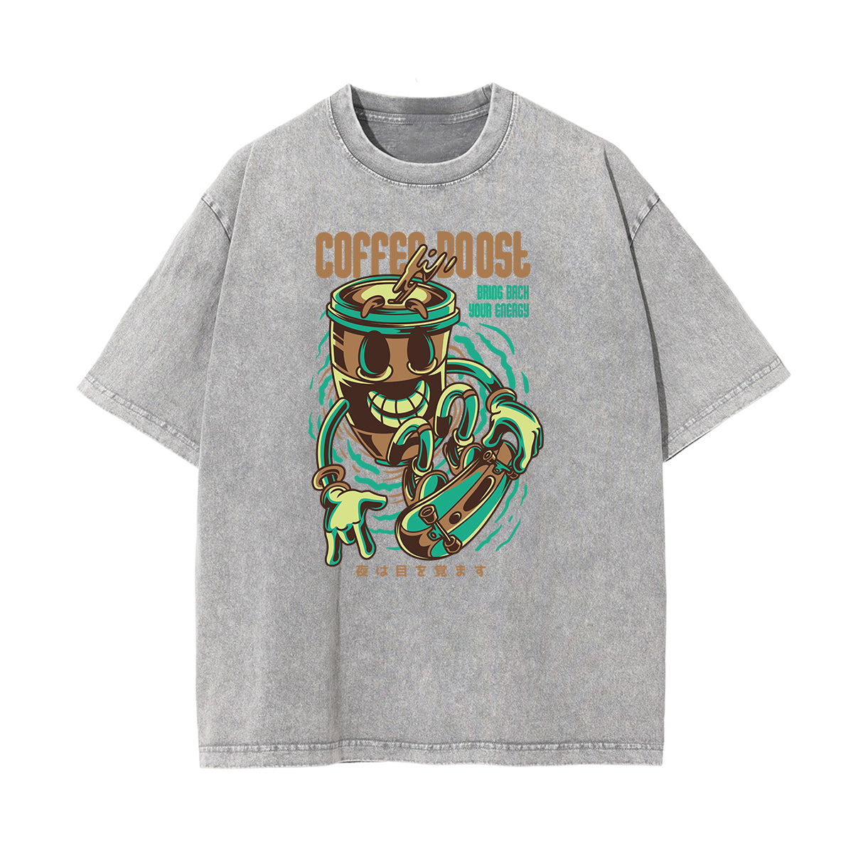 Punk Stone Wash Monster Pattern Tee
