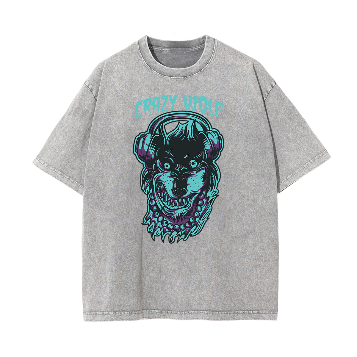 Punk Stone Wash Monster Pattern Tee