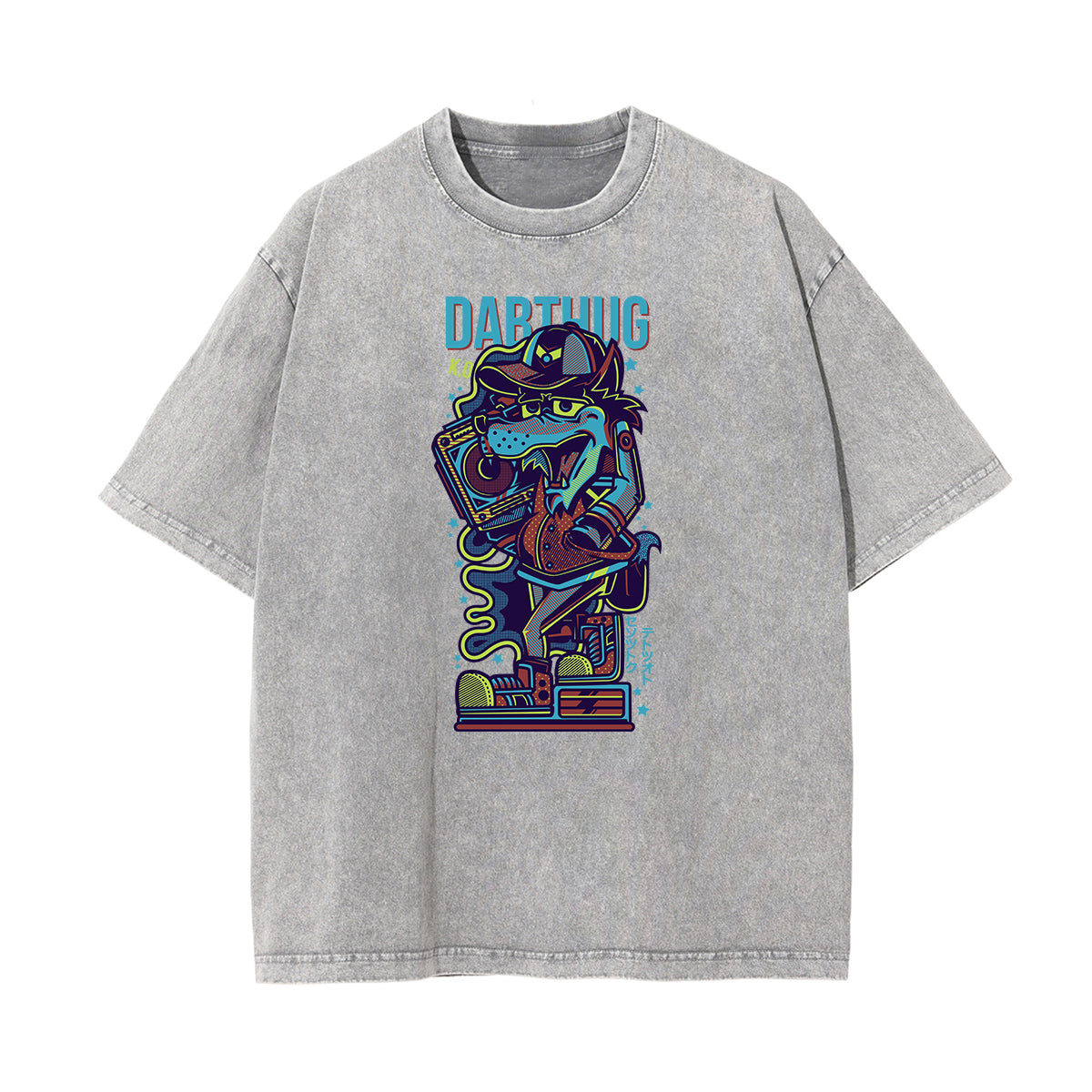 Punk Stone Wash Monster Pattern Tee