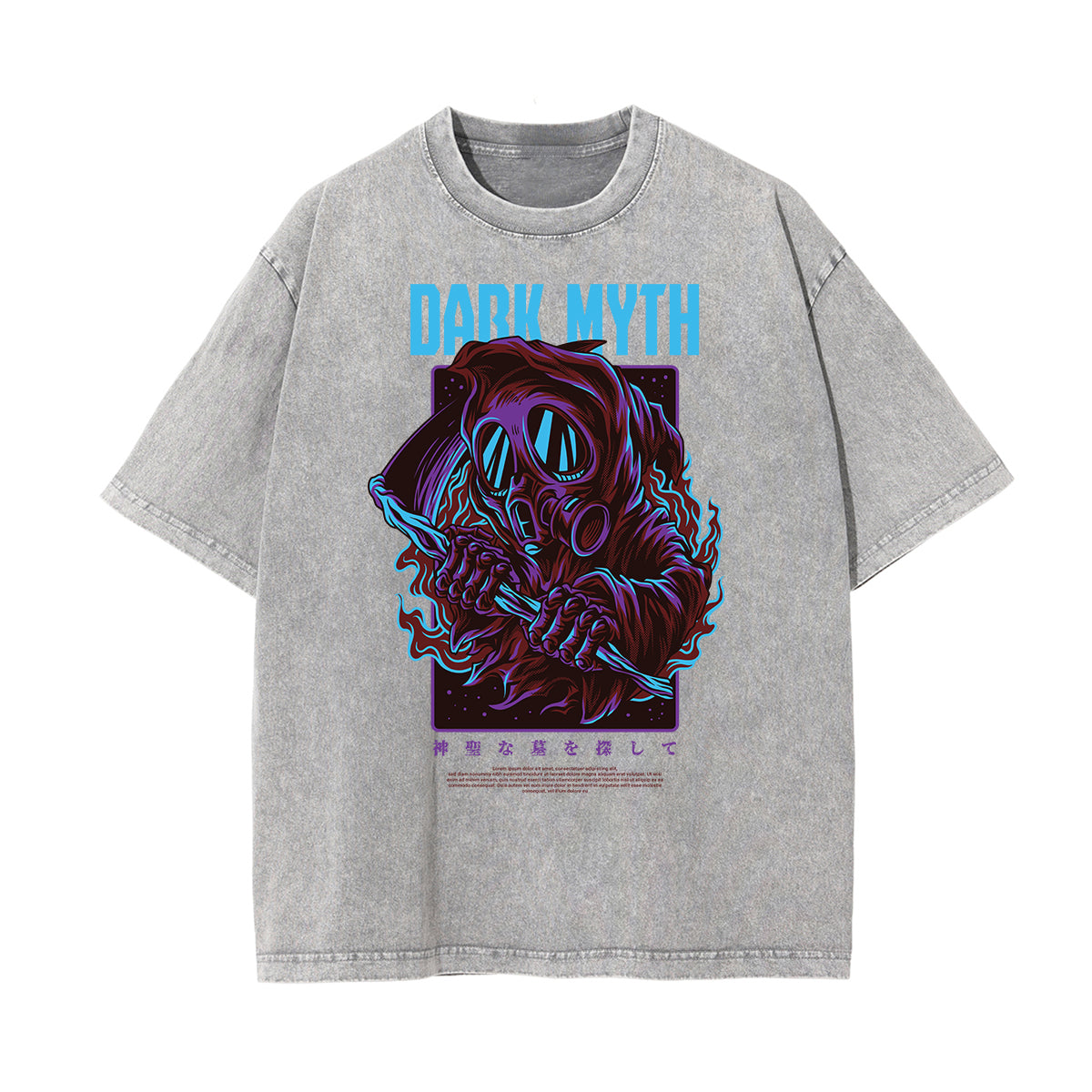 Punk Stone Wash Monster Pattern Tee
