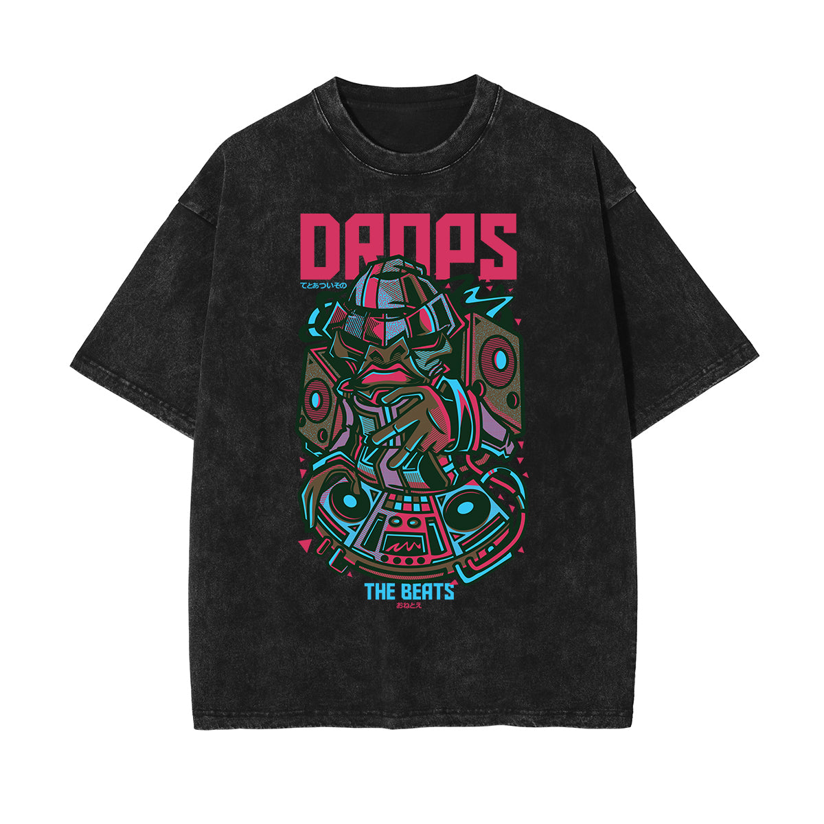 Punk Faded Monster Pattern Tee