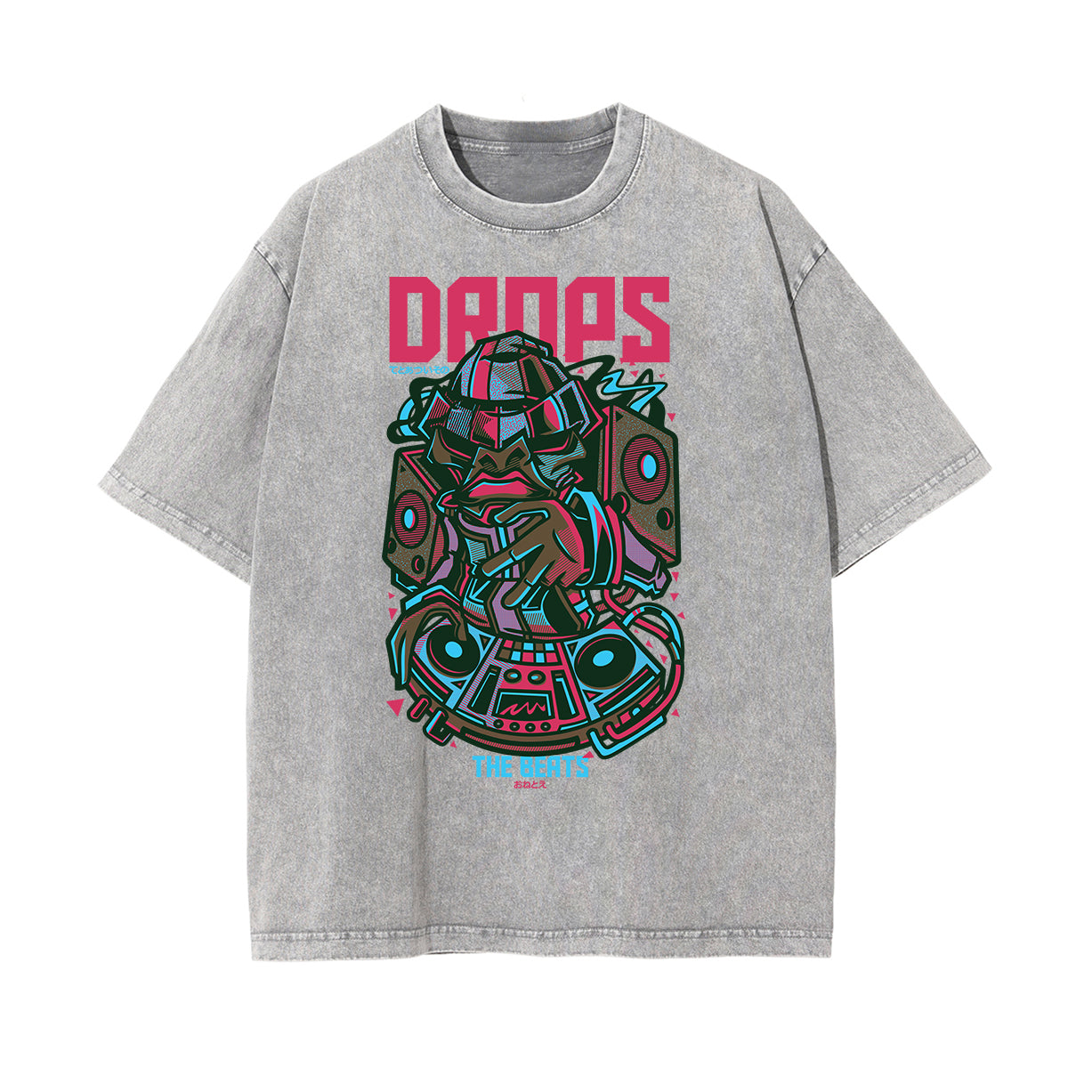 Punk Stone Wash Monster Pattern Tee