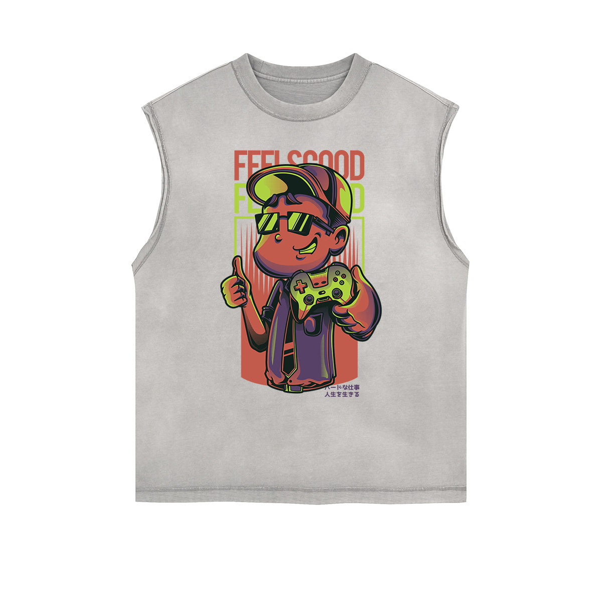 Camiseta gráfica steampunk sin mangas