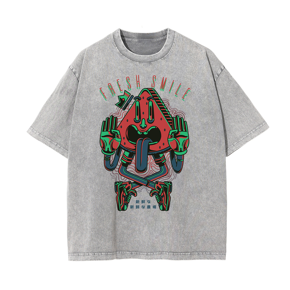 Camiseta con estampado descolorido Steampunk