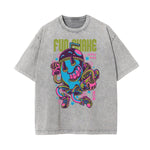 Camiseta con estampado descolorido Steampunk