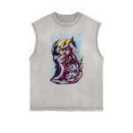 Camiseta gráfica steampunk sin mangas