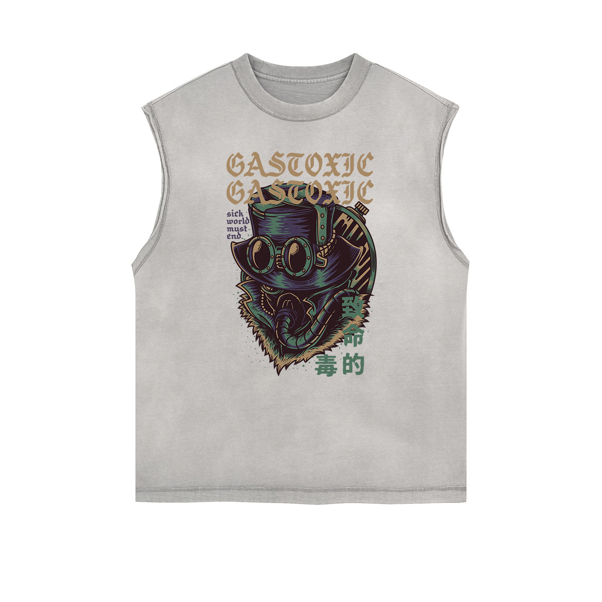 Camiseta gráfica steampunk sin mangas