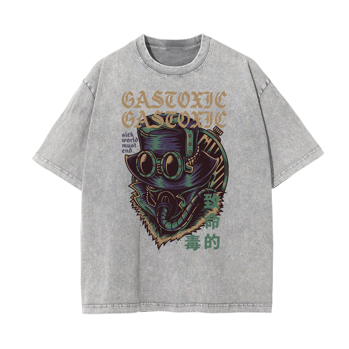 Camiseta con estampado descolorido Steampunk