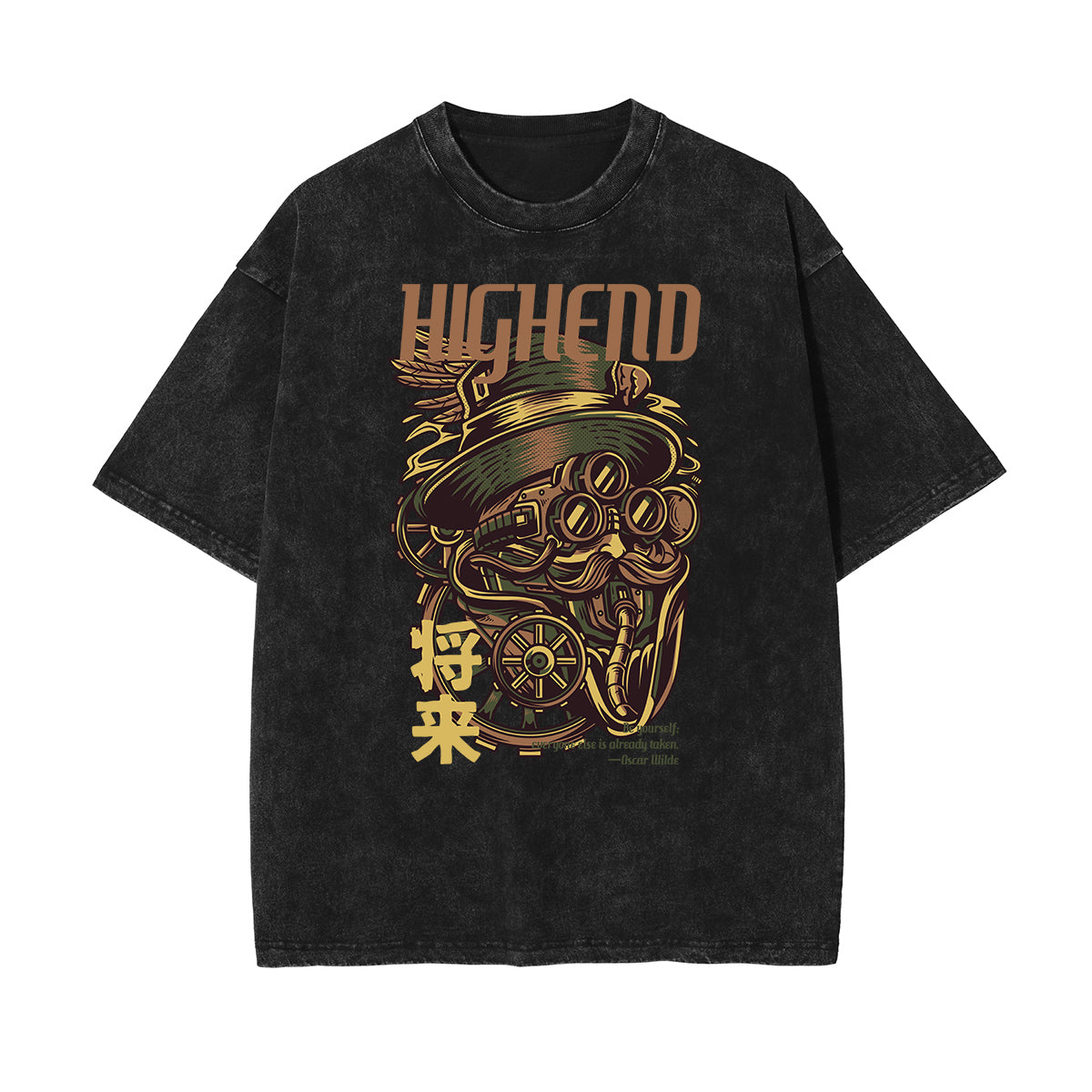 Camiseta con estampado divertido descolorido steampunk