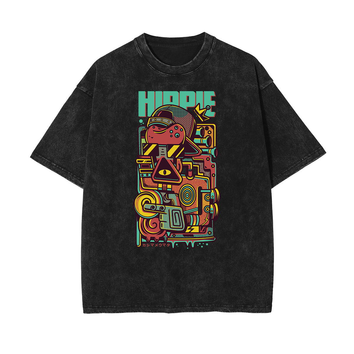 Camiseta con estampado divertido descolorido steampunk