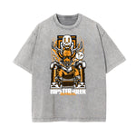 Camiseta con estampado divertido de lavado a la piedra estilo steampunk