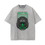 Stone Wash Humorous Cartoon Design Tee
