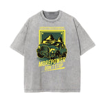 Stone Wash Humorous Cartoon Design Tee