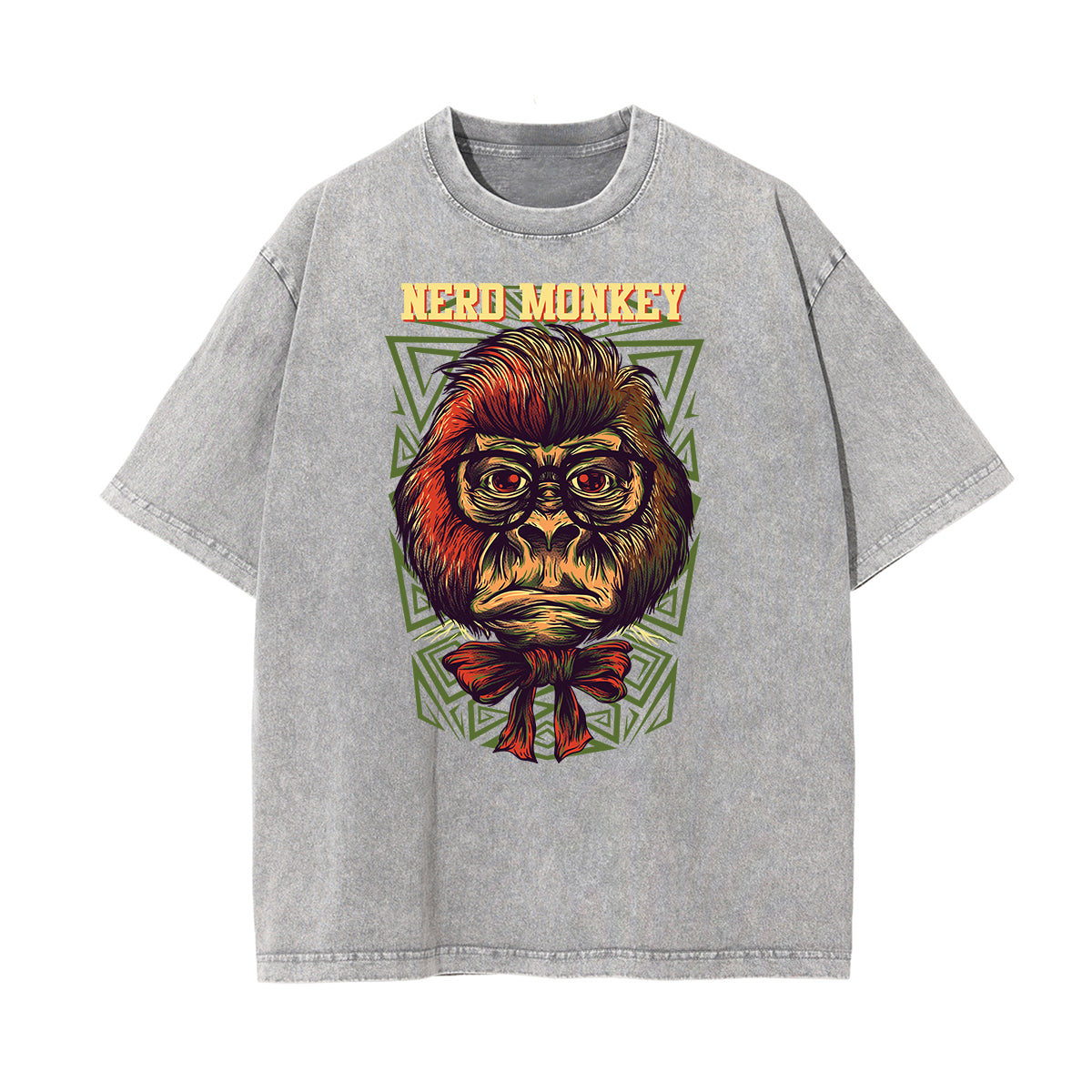 Stone Wash Humorous Cartoon Design Tee