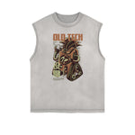 Camiseta sin mangas con estampado de dibujos animados punk