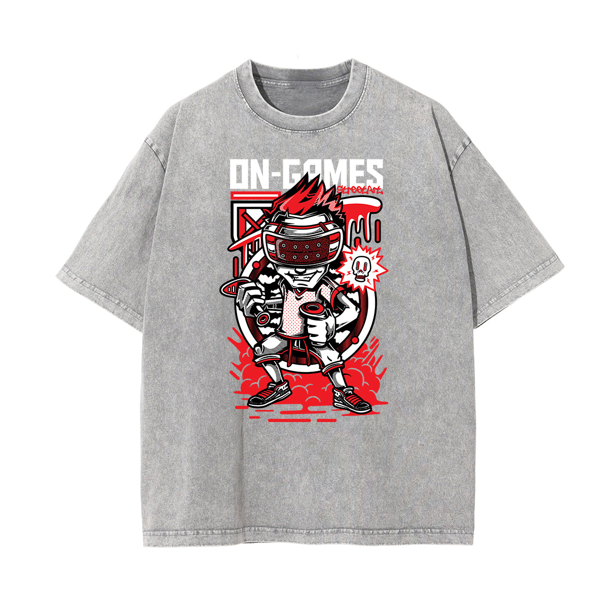 Faded Punk Cartoon Pattern T Shirt