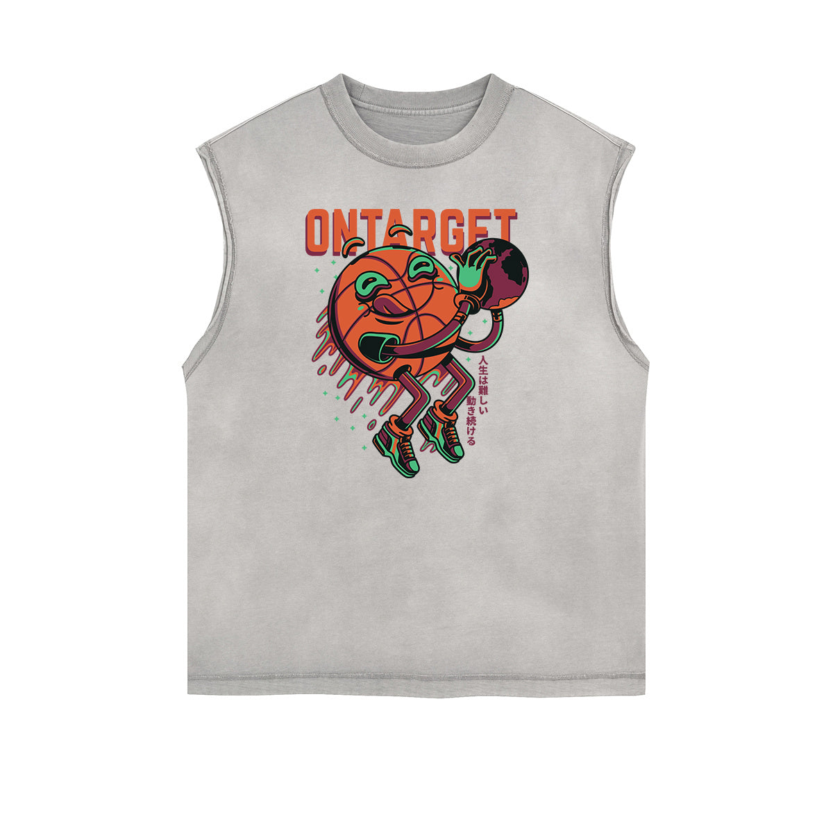 Camiseta sin mangas con estampado de dibujos animados punk