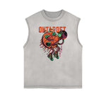 Camiseta sin mangas con estampado de dibujos animados punk