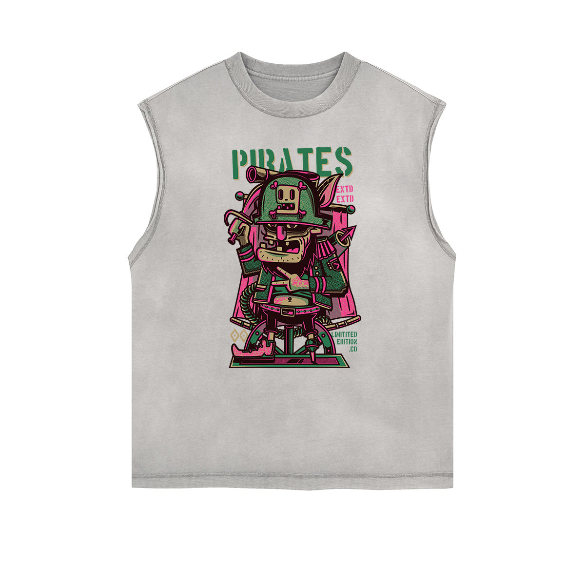 Camiseta sin mangas con estampado de dibujos animados punk