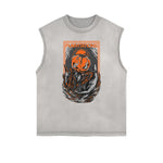 Camiseta sin mangas con estampado de dibujos animados punk