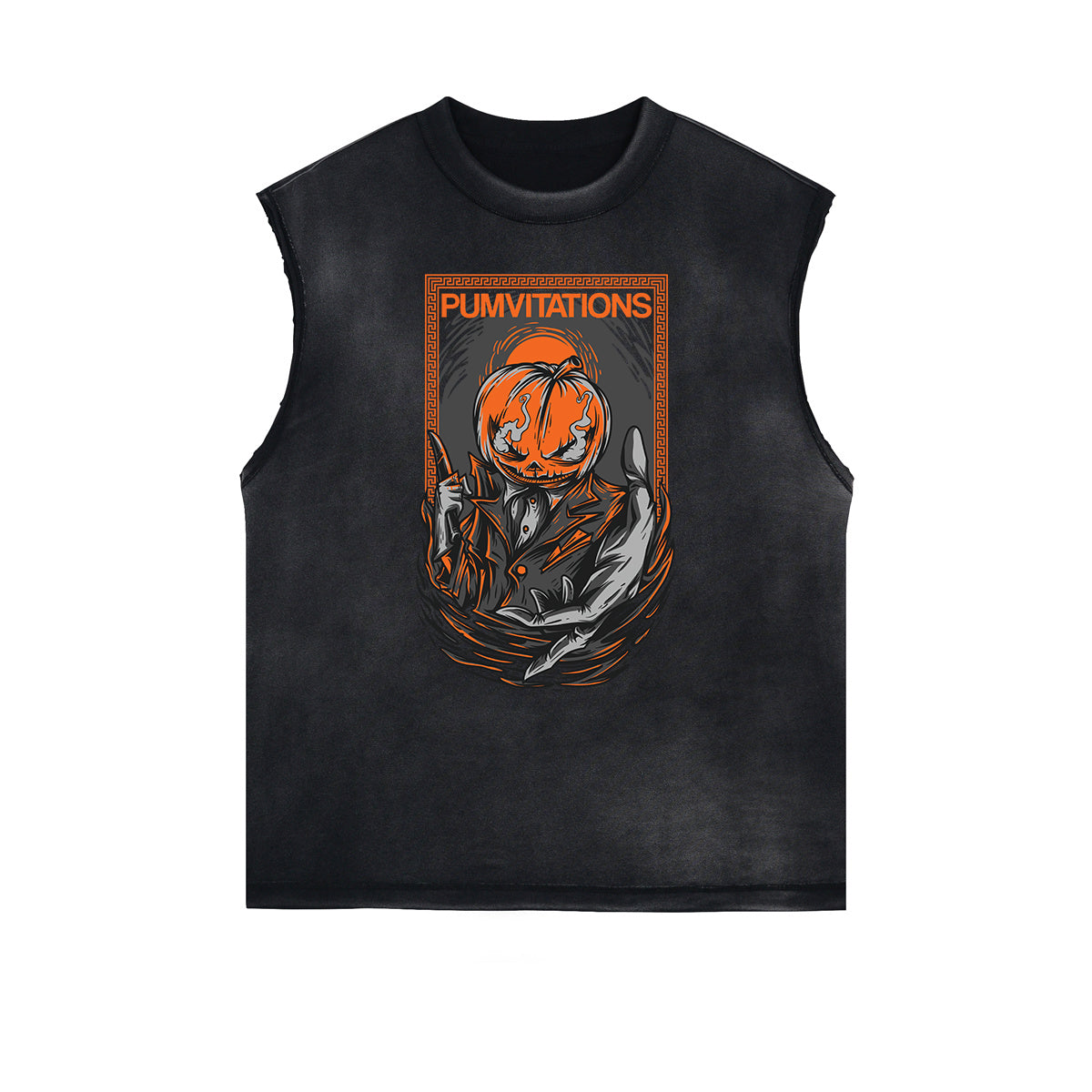 Camiseta sin mangas con estampado de dibujos animados punk