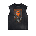 Camiseta sin mangas con estampado de dibujos animados punk