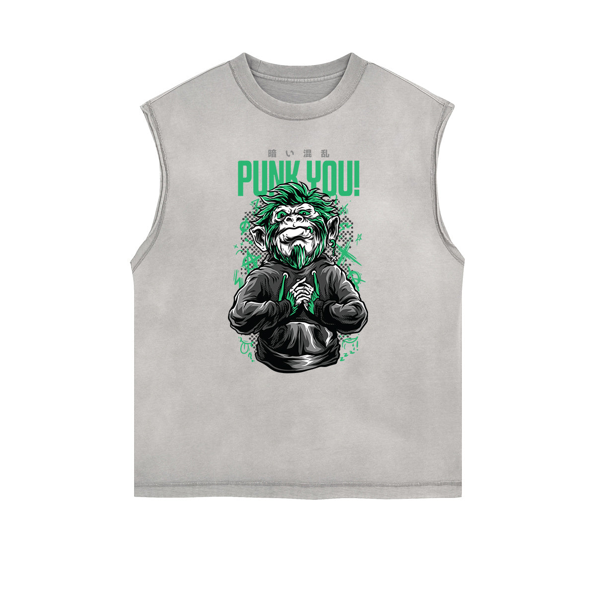 Camiseta sin mangas con estampado de dibujos animados punk