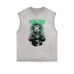 Camiseta sin mangas con estampado de dibujos animados punk