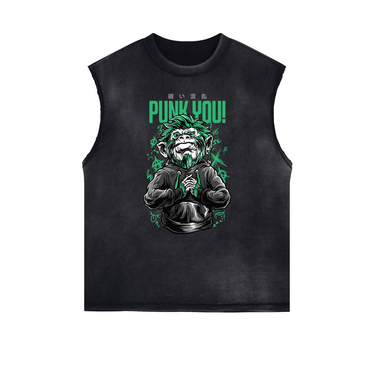 Camiseta sin mangas con estampado de dibujos animados punk