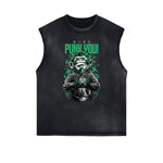 Camiseta sin mangas con estampado de dibujos animados punk