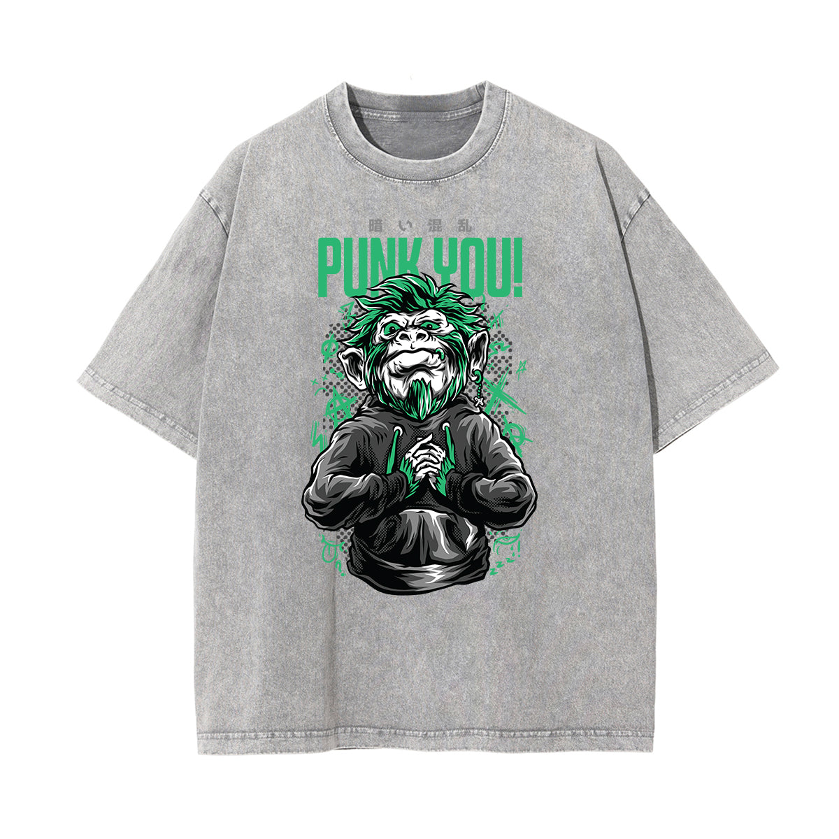 Faded Punk Cartoon Pattern T Shirt