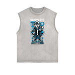 Camiseta sin mangas con estampado de dibujos animados punk