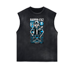 Camiseta sin mangas con estampado de dibujos animados punk