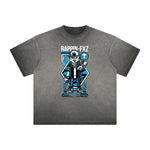 Thick Faded Punk Cartoon Pattern Tee