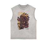 Camiseta sin mangas con estampado de dibujos animados punk