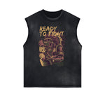 Camiseta sin mangas con estampado de dibujos animados punk