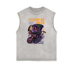 Camiseta sin mangas con estampado de dibujos animados punk