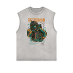 Camiseta sin mangas con estampado de dibujos animados punk