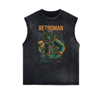 Camiseta sin mangas con estampado de dibujos animados punk