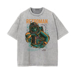 Faded Punk Cartoon Pattern T Shirt