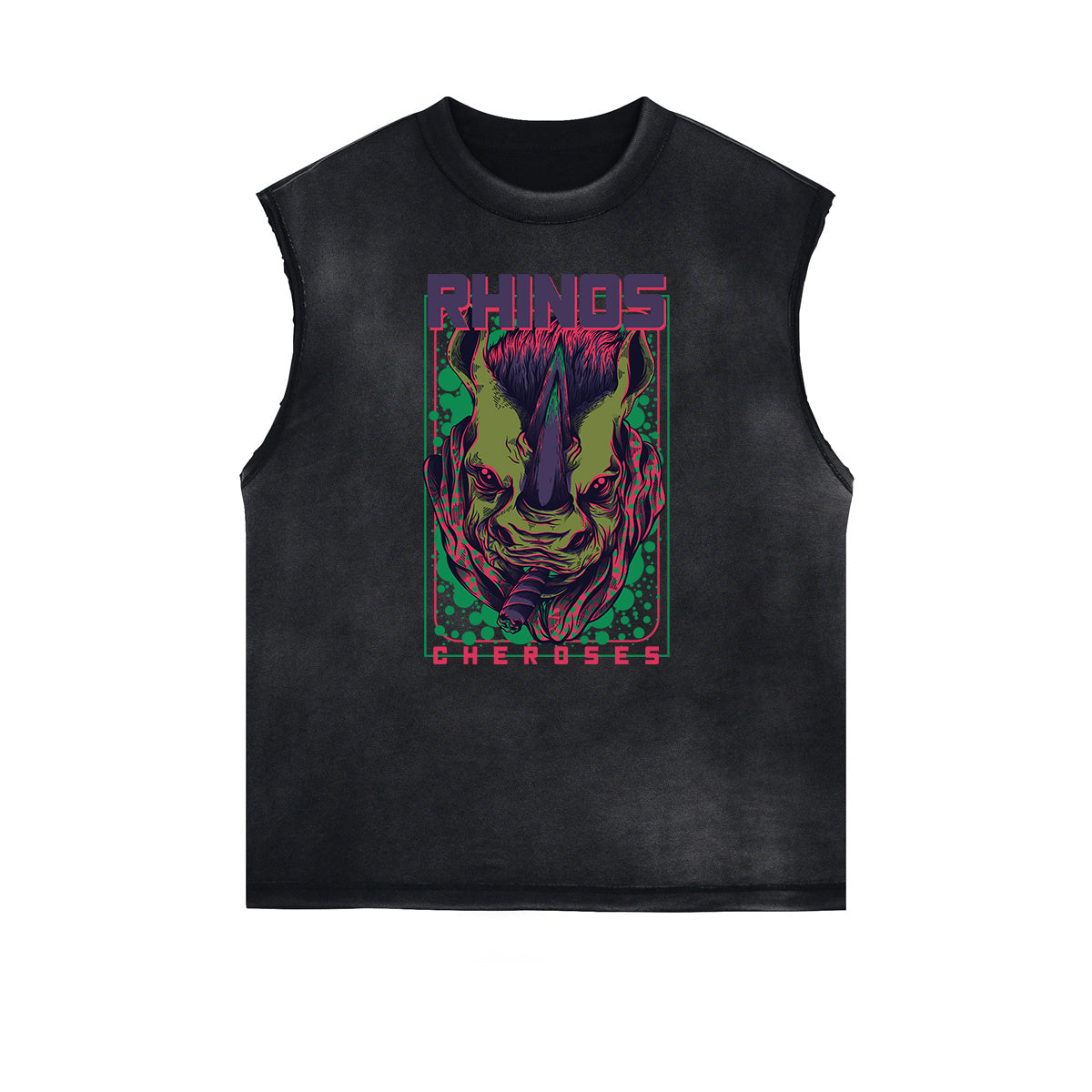 Camiseta sin mangas con estampado de dibujos animados punk