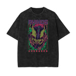 Stone Wash Punk Cartoon Graphic Tee