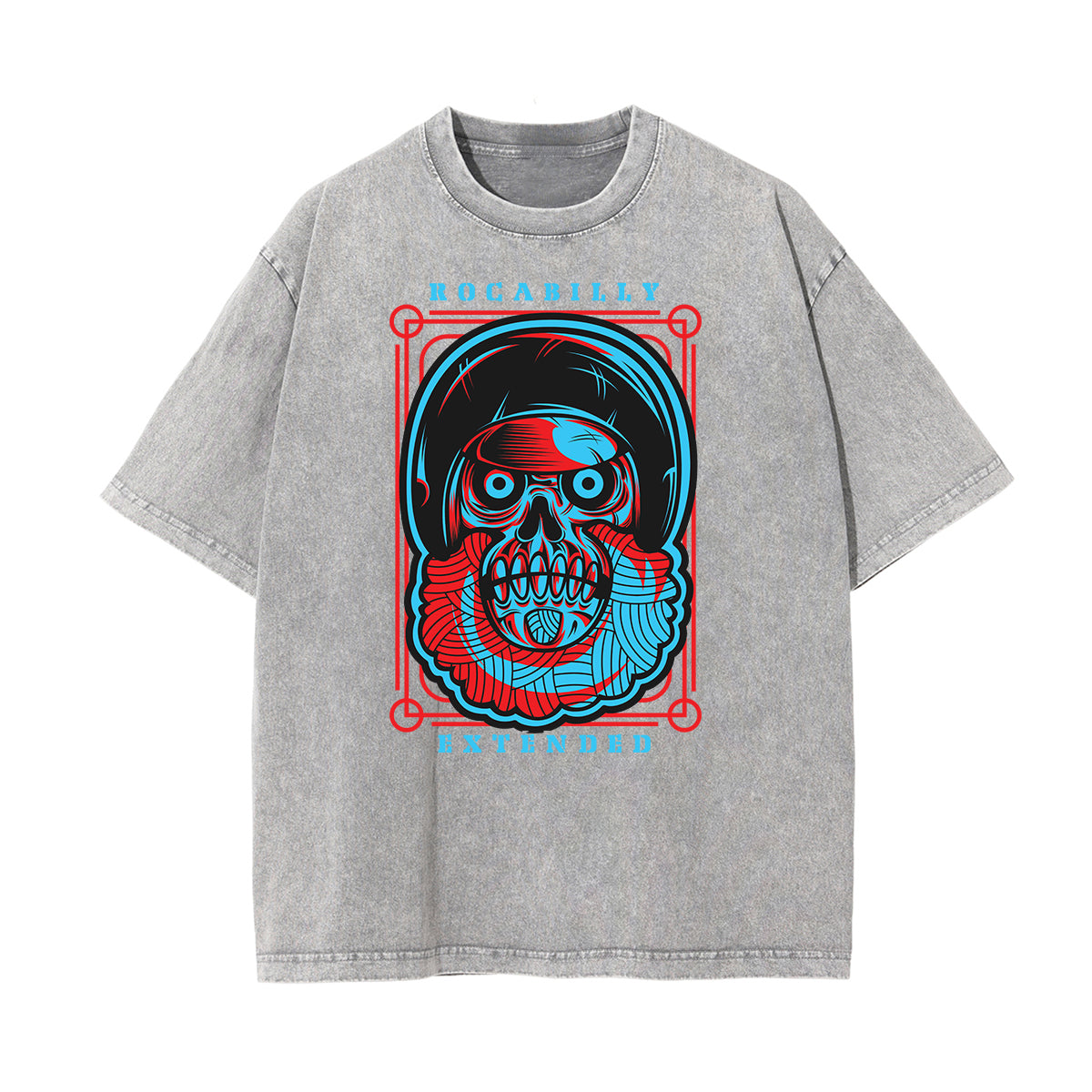 Cartoon Abstract Stone Wash Graphic Tee