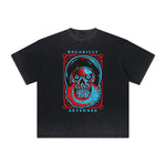 Camiseta con estampado abstracto de dibujos animados grueso y descolorido