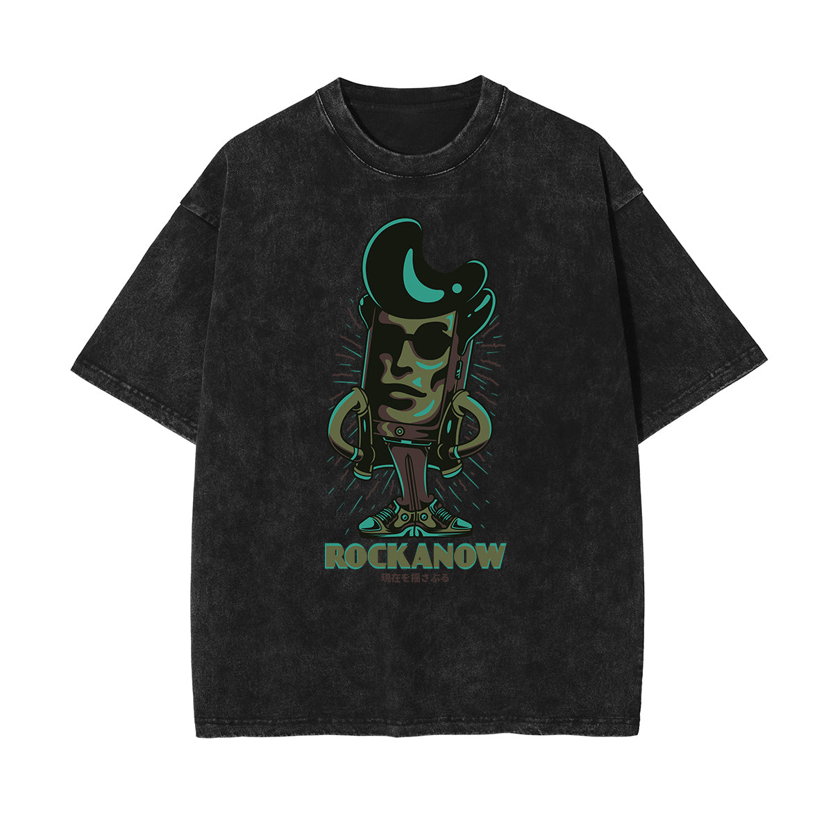 Camiseta con estampado abstracto de dibujos animados descolorido