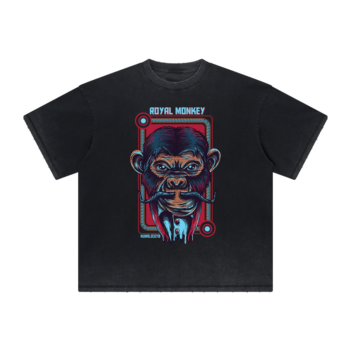 Camiseta con estampado abstracto de dibujos animados grueso y descolorido